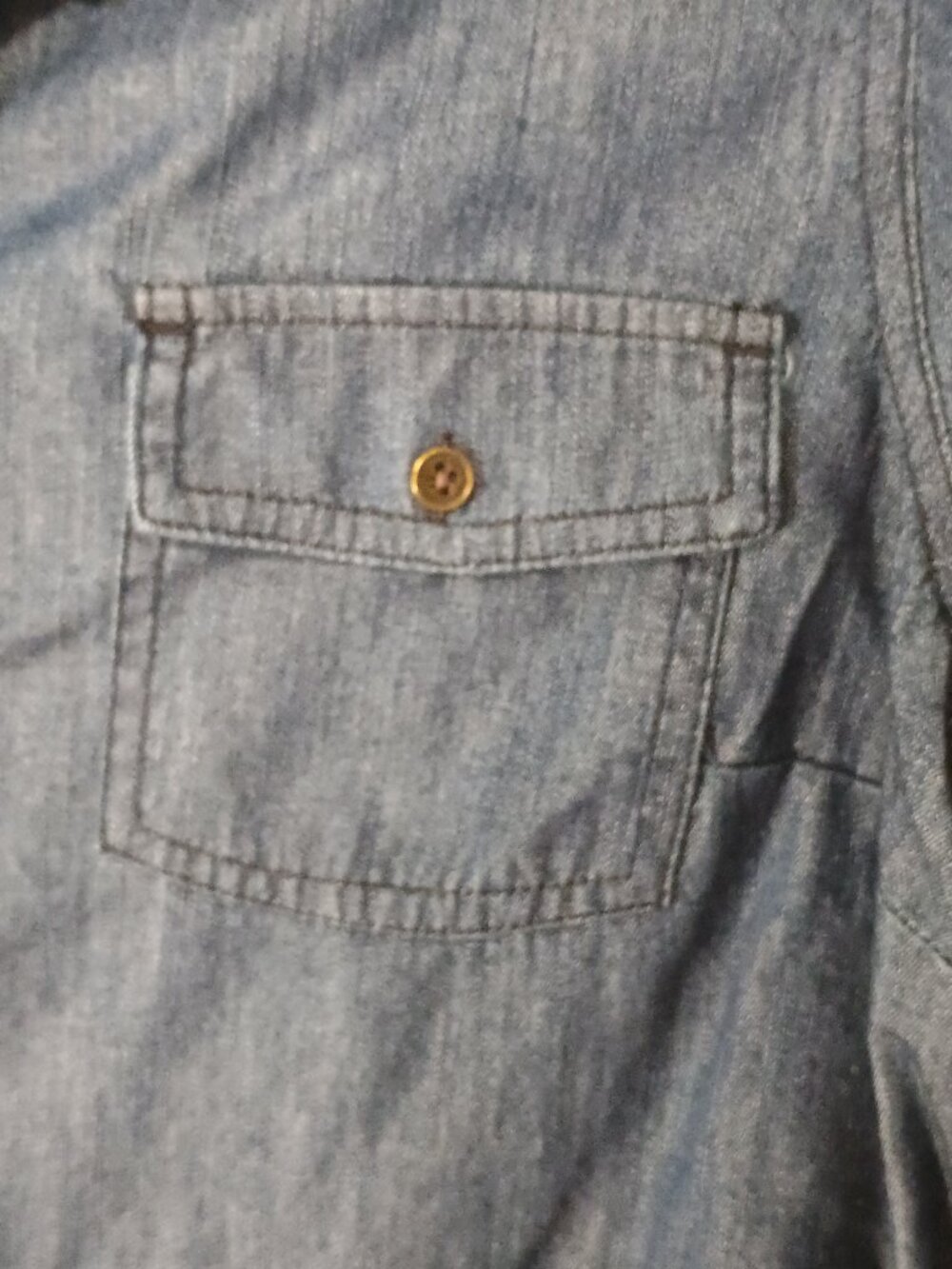 Dalia Collection Women’s L Dark Wash Chambray Denim Button Down Shirt - Picture 6 of 7